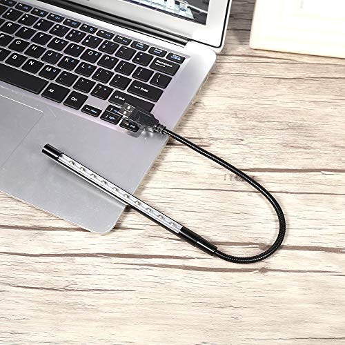 Zerodis Flexible Mini USB LED Light, 10 LED Reading Lamp for Laptop, PC, Computer Keyboard, Portable Flashlight Lamp (Black)