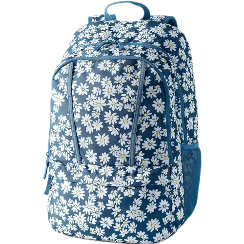 Lands' End Kids' ClassMate Backpack Evening Blue Daisies Large