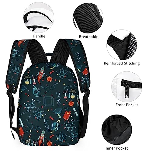 Science Pattern 3 Piece Backpack Sets With Lunch Bag Pencil Case Combination Hiking Travel Work3