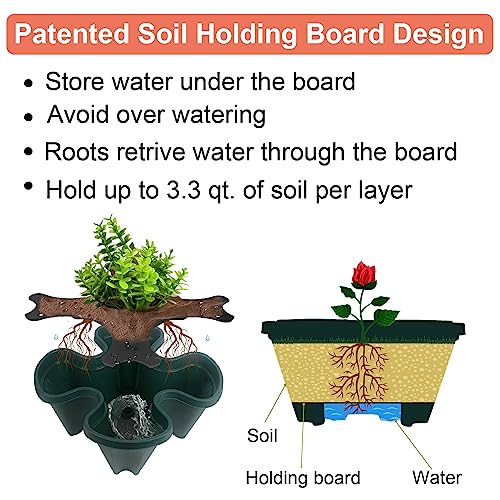 DUNCHATY Stackable Vertical Garden Planter with Wheels, 5 Tier Herb Planter Pots for Growing Vegetables and Succulents, Pine Green