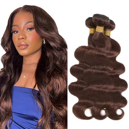 #4 Bundles Chocolate Brown Body Wave Bundles Human Hair 24 26 28 Inch Unprocessed Dark Brown Body Wave Bundle Hair Extensions 50 Gram Per Bundle