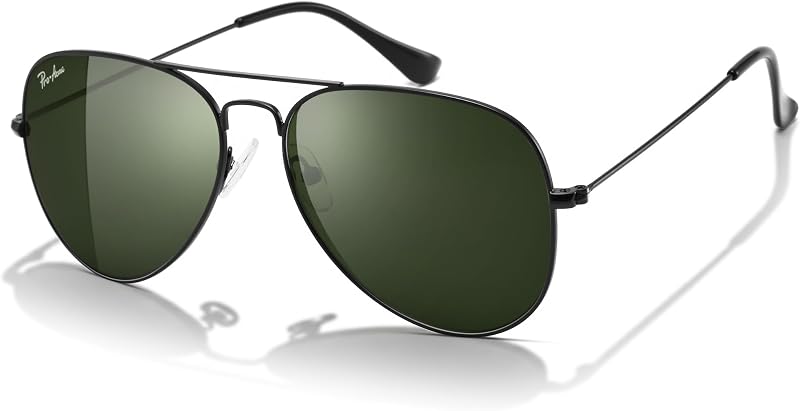 Pro Acme Polarized Green Aviator Sunglasses Glass Lens Metal Driving | Crystal-Clear Vision,Reduces Eye Strain,Weighty Feel,Leather Case​