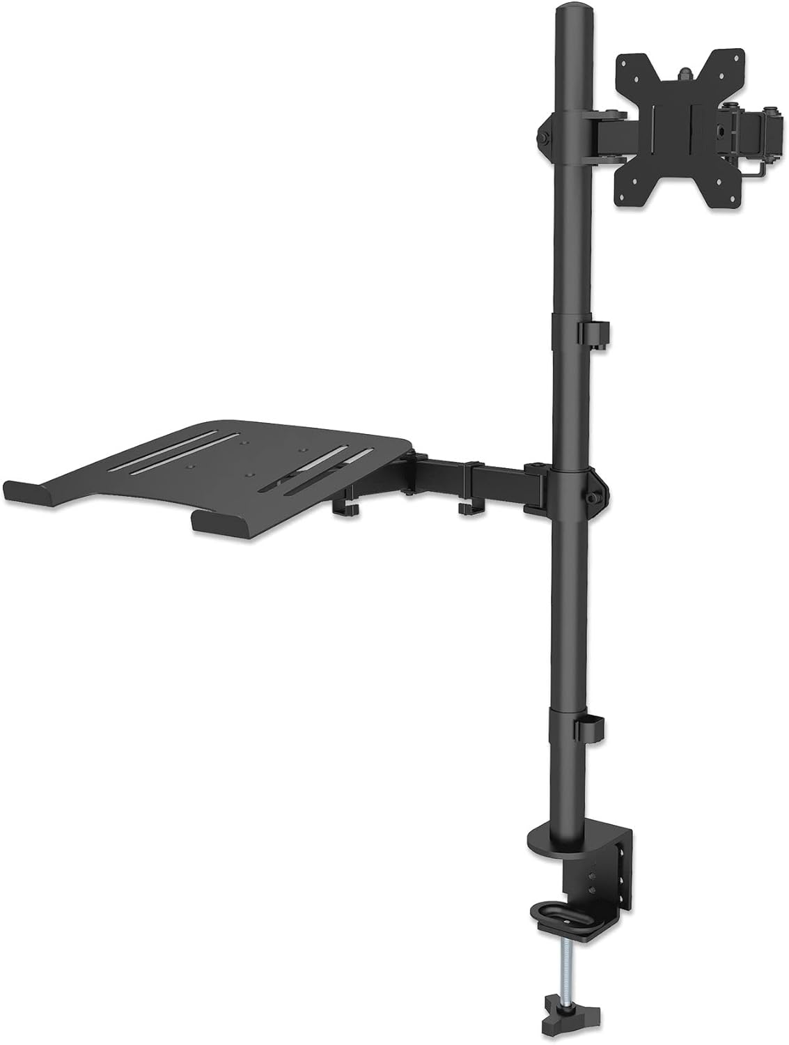 Manhattan Monitor and Laptop Stand for 13-32 inch LCD LED Screens, Adjustable Monitor Mount with Laptop Tray Up to 16 inch Laptop/Notebook, Laptop Arm with VESA 75/100mm, 2 Mounting Options
