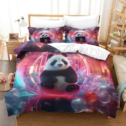 Housse de couette panda 3D en microfibre premium hypoallergénique