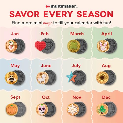 Image of Dash MultiMaker Mini System Removable Plate Set - Nonstick Replacement Plates for Summer Waffle Breakfast - Waffle Maker Not Included - 4-Inch - Two-Pack - Flamingo & Sun