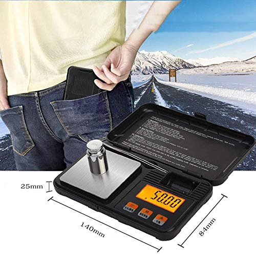 0.01g Caja de Herramientas de Alta precisión Balanza de joyería Mini Balanza electrónica portátil Plataforma de pesaje de Laboratorio con Peso estándar, Balanza de Bolsillo Inteligente (Size