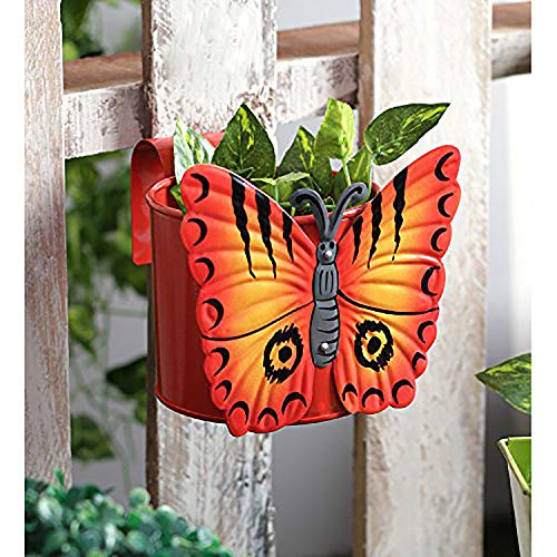 Biaba Collection for Balcony Indoor as Well as Outdoor Gardening Balcony Butterfly Planter Hanging pots Metal Plant Container Multicolour (Set of 3)