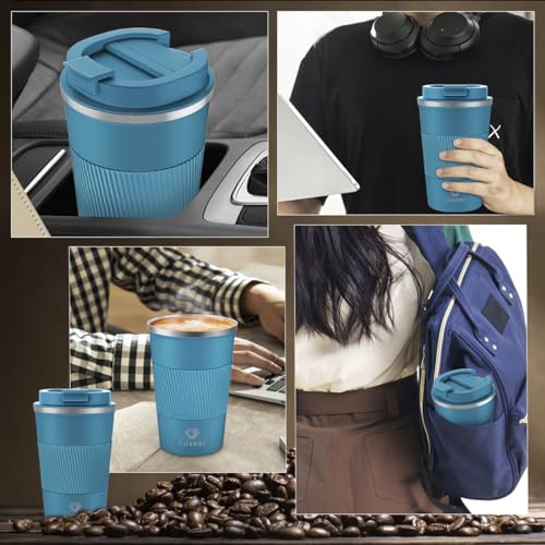 CS COSDDI Stainless Steel Travel Mug 12oz - Vacuum Insulated Coffee Travel Mug Spill Proof with Leakproof Lid - Double Walled Reusable Tumbler Cups for Keep Hot/Ice Coffee,Tea and Beer(Aquamarine) - Thumbnail 7