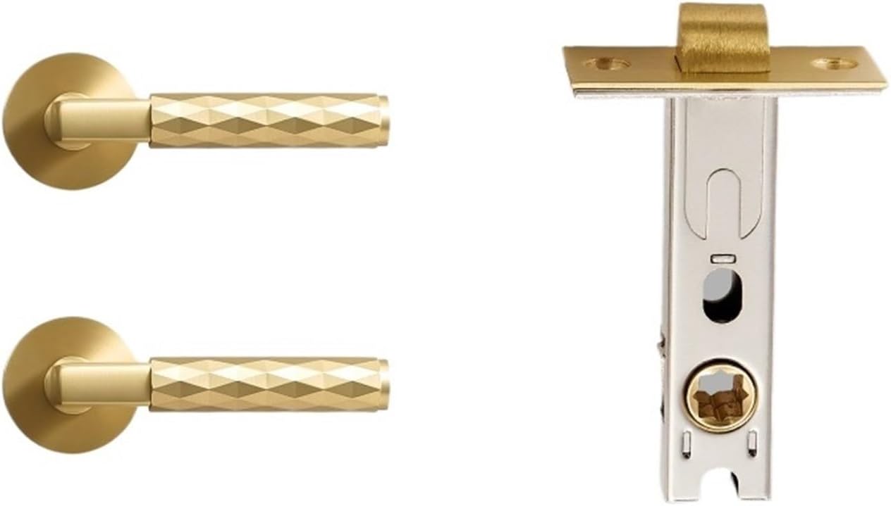 Brass Door Lock Set Modern Black Nickel Hammered Interior Bedroom Bathroom Double Wood Lever Dummy Privacy Passage(Doorknob-QBCF)