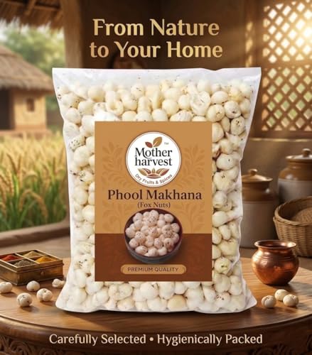 Image of Mother harvest Prasadam Makhana Fox Nuts | No Added Artificial Flavours | No Added Preservatives | Phool Makhana 1KG (GW) | FREE MULTANI MITTI
