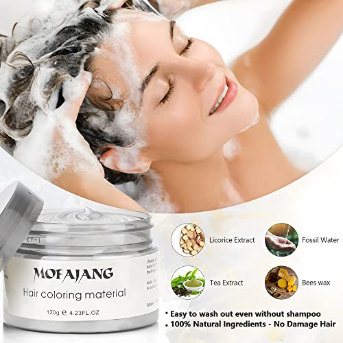 Image of Silver Grey Hair Wax Pomades 4.23 oz - Natural Hair Coloring Wax Material Disposable Hair Styling Clays Ash for Cosplay, Party (Silver Grey)