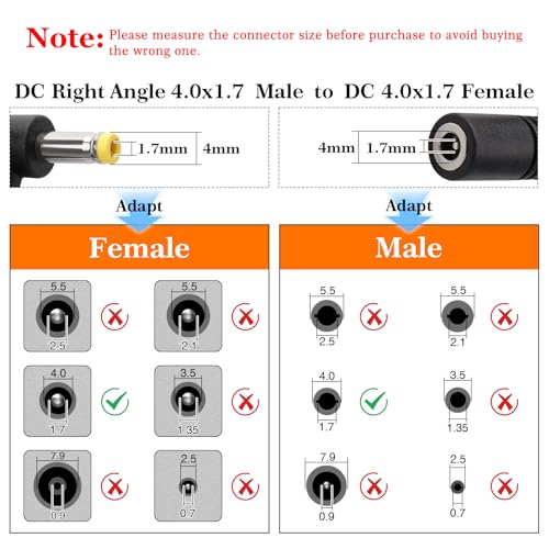 Cable alargador DC 24V 12V de 3 metros con conector de ángulo recto de 4.0x1.7 mm 2