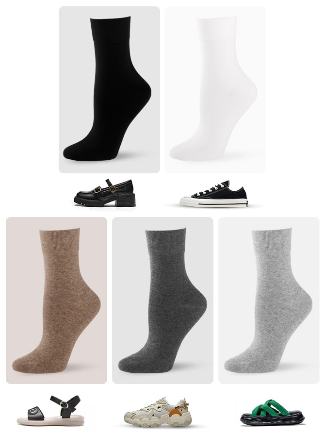 Image of FGZ Women's Crew Socks 5 Pairs Soft Combed Cotton,Breathable Everyday Casual Socks for Women