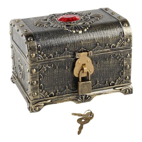 KLKCMS 海賊の宝箱、装飾ヴィンテージチェストボックス小道具、アンティークカラー、宝物コレクション、子供用収納ボックス, ブロンズ