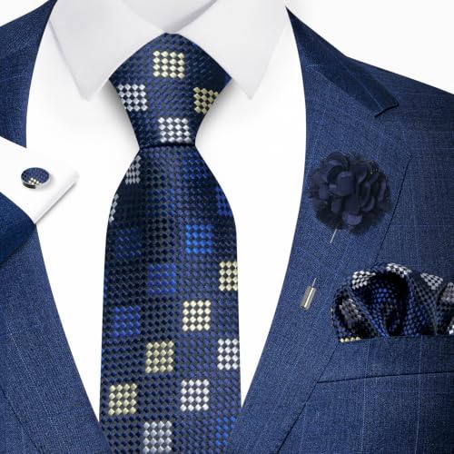 Image of joy alice 70 Colors Ties Set Men Mixed Color Necktie Handkerchief Cufflinks Brooch 3.15 Formal