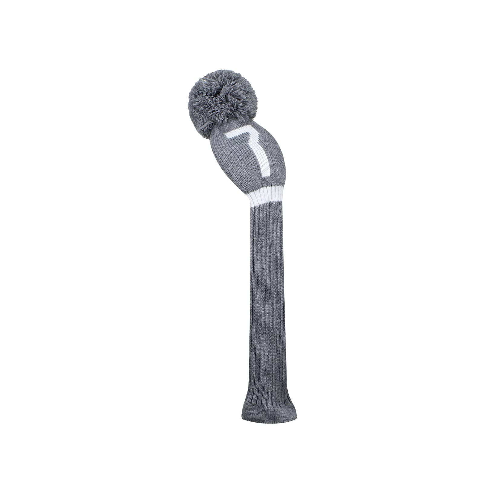 Scott Edward Grey Knit Golf Club Cover for Woods and Driver Head Covers Protect Driver Wood(460cc) Fairway Wood and Hybrid/UT Set with Big Number (1 FW(Number 7))