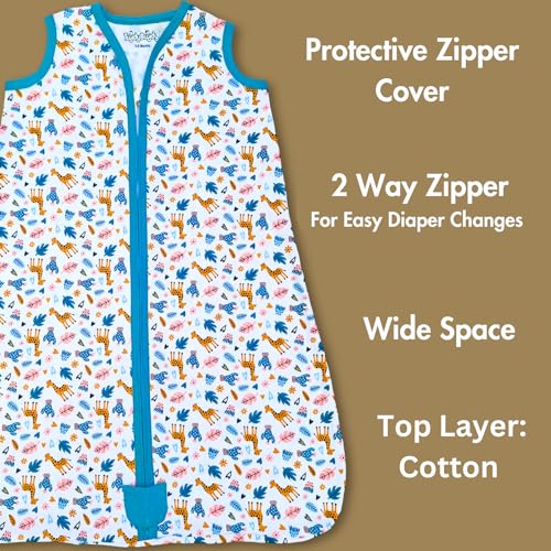 Image of TuddyBuddy 100% Cotton Wearable Blanket Sleeping Bag for Baby | Ideal for Babies & Kids Hypoallergenic Fabrics | Pack of 1 - White AOP, 0-6 Months
