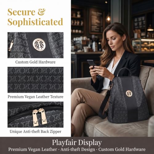 Image of Women Fashion Backpack Purse Multi Pockets Anti-Theft Rucksack Travel Shoulder Bag Handbag
