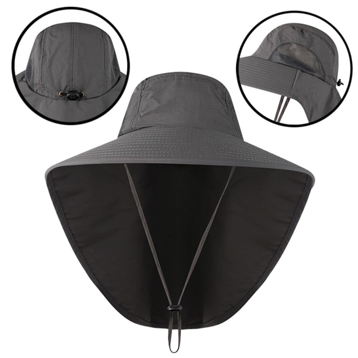 Healvian Sonnenhut Schutz Rand Breit Uv Wasserdichter Fischerhut Angelhut Im Freien Ohr Eimer Sonnenhüte Angeln Männer Kappe Surfhut Sommermützen Für Damen Outdoor-wandermütze Dark Grey