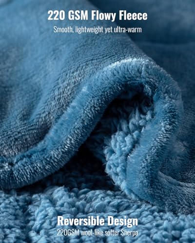 Uttermara Sherpa Fleece Weighted Blanket 15 lbs for Adults, Unicolor Ultra-Soft Fleece and Sherpa, Dual Sided Cozy Plush Blanket for Sofa Bed, 60 x 80 inches, Slate Blue