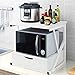 BAKAJI Scaffalatura Mobile Scaffale Porta Microonde Struttura in Metallo con Ripiano in Legno MDF e Cassetto Organizer Mensola Porta Utensili Strumenti Cucina Design Moderno 54 x 35 x 50 cm (Bianco)