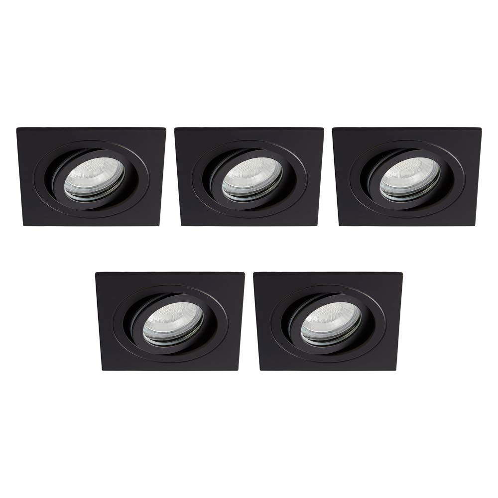 LITECRAFT Recessed Downlight Tiltable Square IP65 Rated Spotlight - (Matte Black, Pack of 5) — image 1