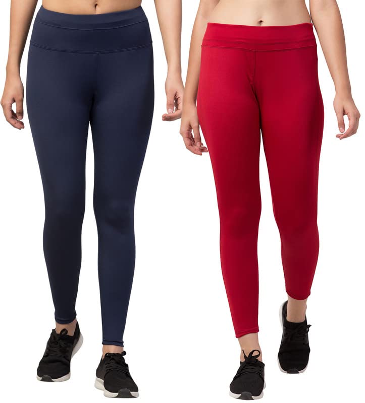 Image of BLUECON Gym wear Leggings Ankle Length Workout Pants | Stretchable Tights | Mid Waist Sports Fitness Yoga Track Pants for Girls & Women (Pack of 2)