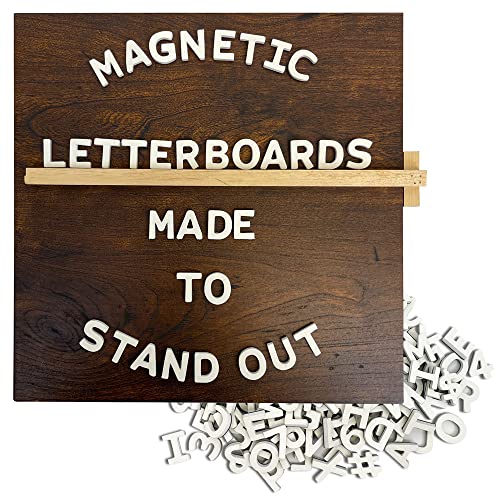 Image of Jut Made Magnetic Letter Board – Changeable Message Sign for Home, Office and Room Décor – 10x10 Inch – Walnut Wood Frame with White Letters