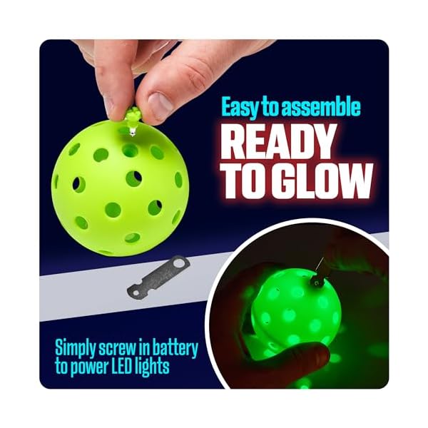 GlowCity LED Pickleball Set: Pack of 4 Glow in The Dark Pickleballs with 20 Hours of Glow Time - Great for Night Time Play - Image 4