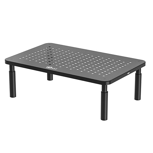 WALI Computer Monitor Stand for Desk, Adjustable Laptop Riser, Desk Monitor Stand Underneath Storage for Office, Home, School Supplies (STT003), 1 Pack, Black - Black - Basic