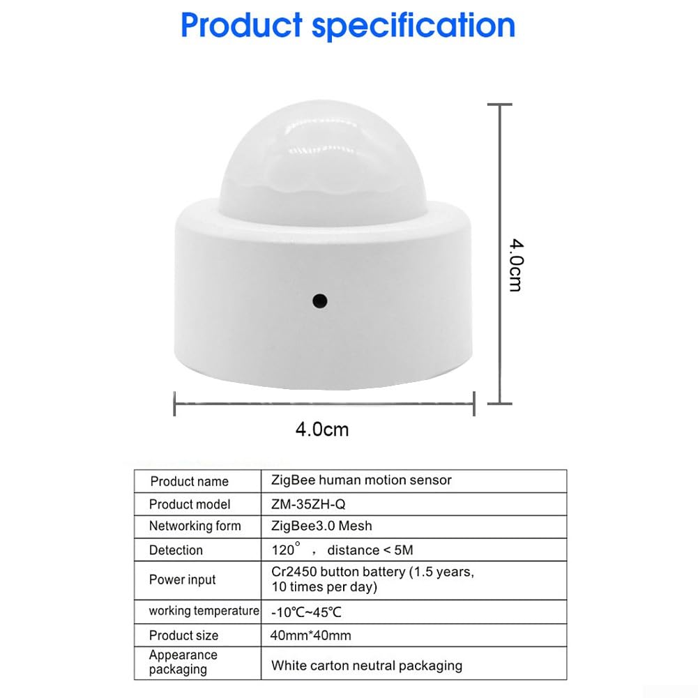 FUBESK Für Zigbee3.0 für Tuya Smart Body Bewegungsmelder Mini PIR Bewegungsmelder kabellos (4 Stück)