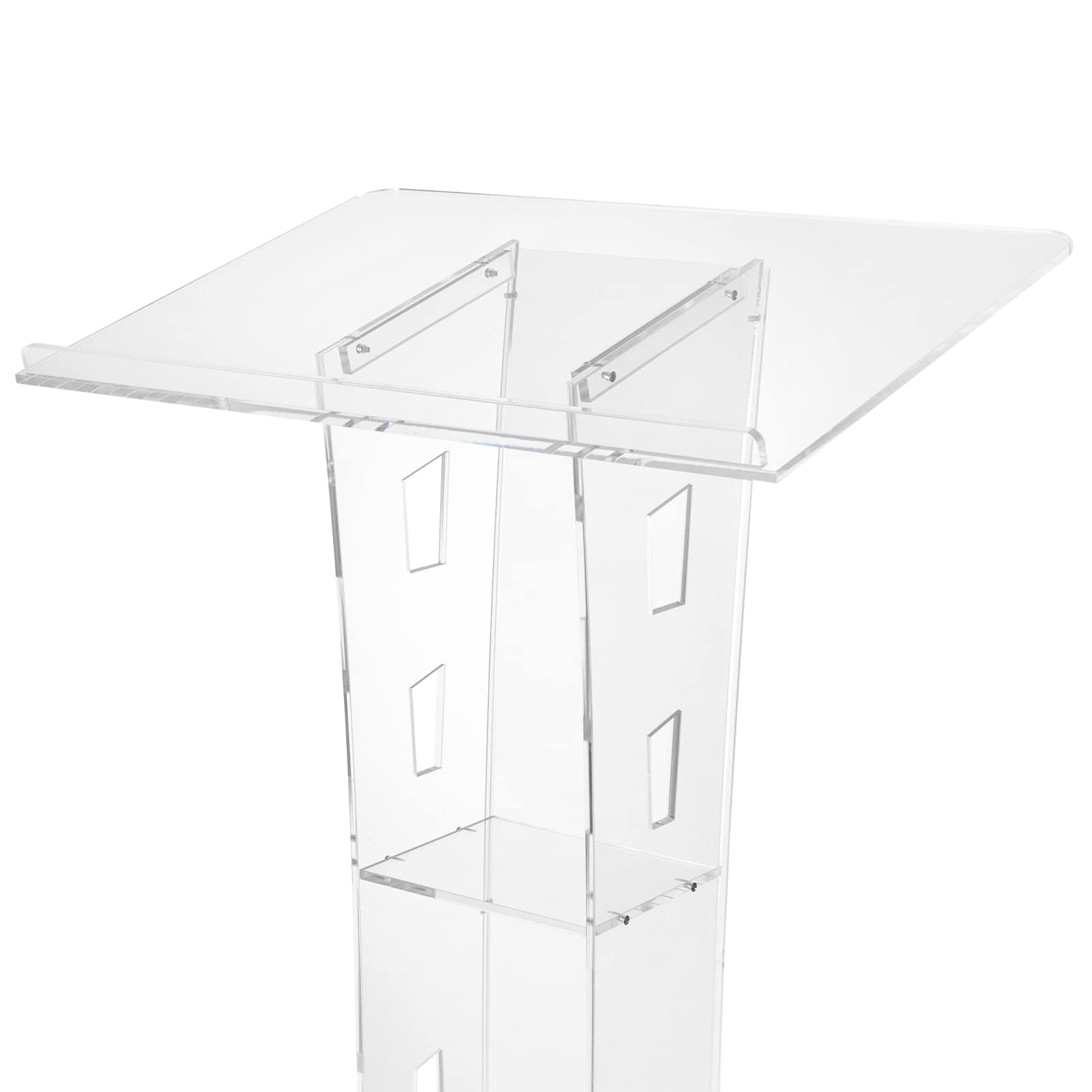 Lucite Podium en Acrylique Transparent Chaire D'église Podium Transparent Table de Conférence Podium en Acrylique avec Lumière LED Bleue,Convient pour église, école, Ambassade, Scène