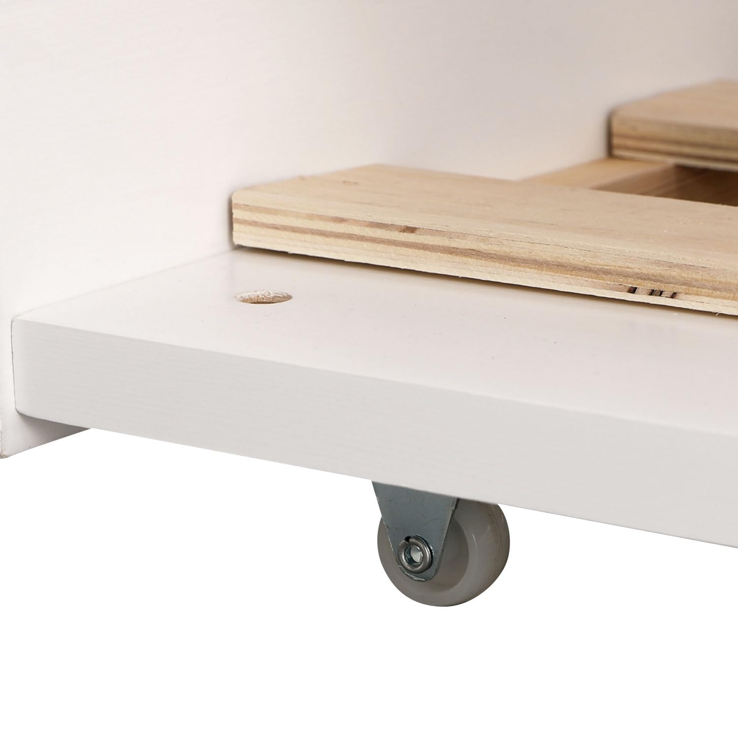Happy Garden Cama de 190 x 90 cm, Color Blanco Martillo, Marco de Cama de Madera Maciza de Pino con somier de láminas, barrotes de Seguridad y Cama Nido