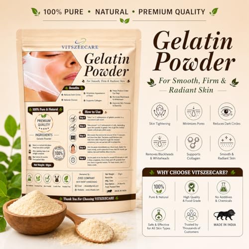Image of Gelatin Powder 50g for Face Mask | Peel Off Mask Powder | Removes Blackheads & Whiteheads | Facial Hair Removal | Skin Tightening Collagen Support