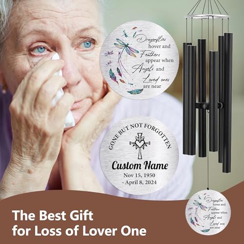 Image of Pwesionalized Sympathy Wind Chimes 30 inch, Memorial Gift for Loss of Mom /Dad /Grandma /Loved one, 42inch Customized Bereavement Gift Idea for Condolences Funeral