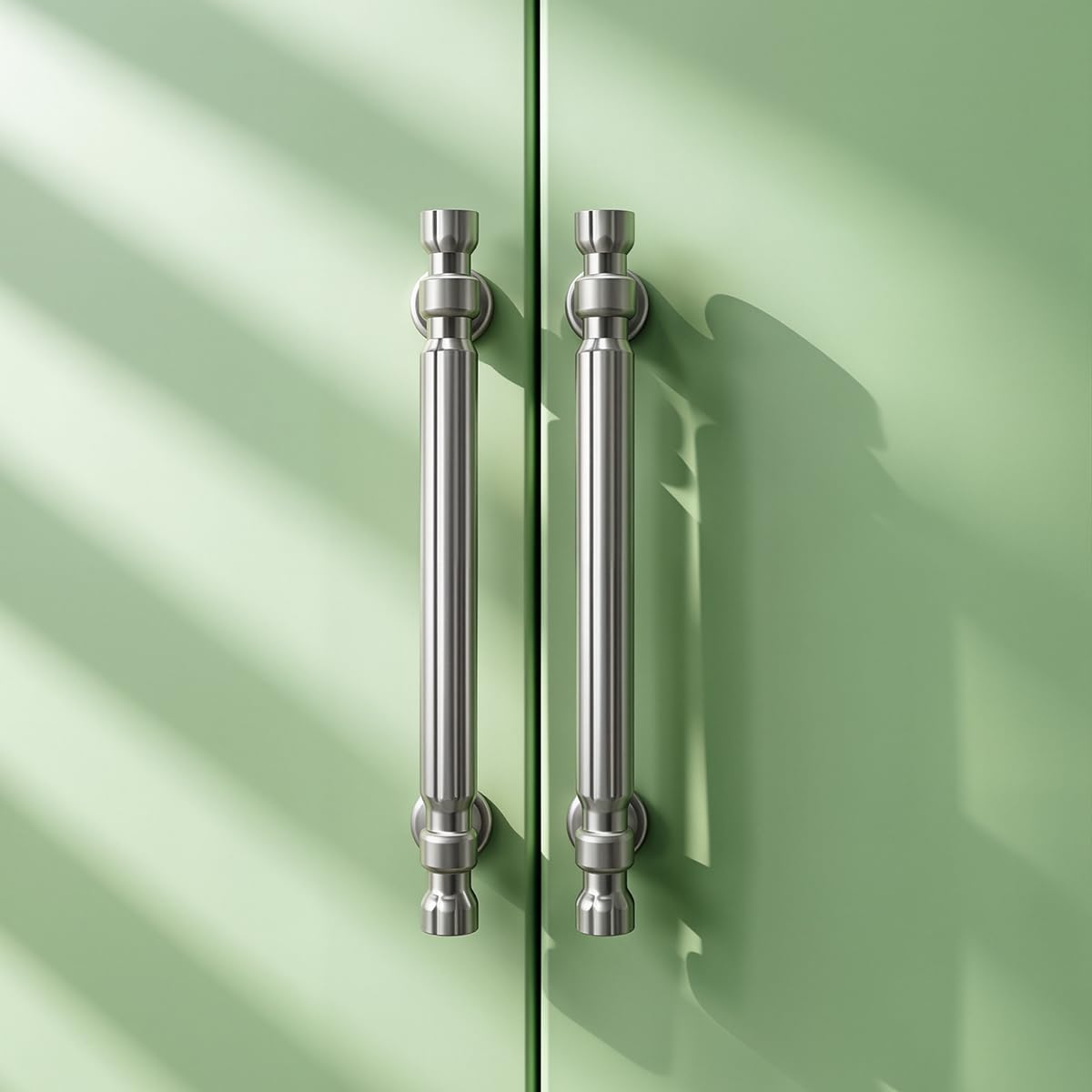 IAFVKAI 2 Pack Brushed Nickel T Bar Cabinet Handles 96mm Hole Centre