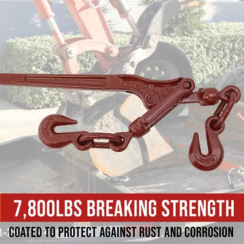 Image of BoxerTool 2 Pack Heavy Duty Chain Lever Load Binder with Forged Grab Hooks, inch - 5 /16 inch - Chain Binder Tie Down - 7,800 LBS Breaking Strength