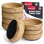 SOL 8pk Rubber Base Castor Cups Furniture Carpet Sofa Leg Floor Protectors Chairs Tables Beds Wheels Non Slip Stability Heavy Support Scratch Prevention Home Office Hardwood Laminate Tiles