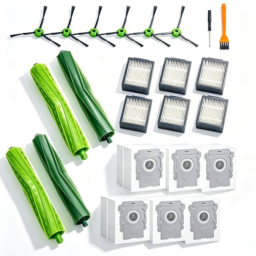 Image of 22 Replacement Parts for iRobot Roomba i7 i7+ i3 i3+ i4 i4+ i5 i5+ i6 i6+ | for E /i /j Series,2 Set Rubber Brushes, 6 Filters, 6 Side Brushes, 6 Bags. Scratch-Resistant, Matches Original Performance