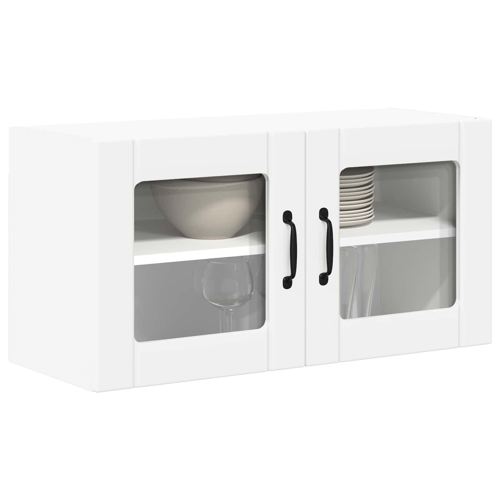 vidaXL Cabinet en Verre Mural Lucca Blanc 80 x 31 x 40 cm, Solutions de Cuisine Modernes, Panneau rectangulaire en Bois, Protection pour Lave-Vaisselle, Gain de Place