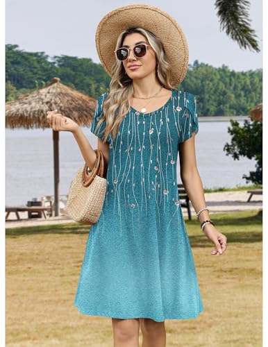 Image of Zeagoo Womens Summer A-Line Dress with Pockets Mini Short Sleeve Dresses Flowy Beach Swing Dress 2026 Vacation Travel