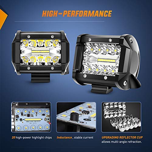 Nilight ZH419-1 2 Pcs 4 Inch 60W Led Pods With 2 Inch Tow Hitch Mounting Brackets Backup Reverse Lights Rear Light Bar thumb #2