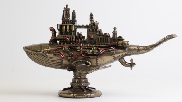 Estatua Steampunk Ballena Espacial 17.5 cm Resina Bronce miniatura 6