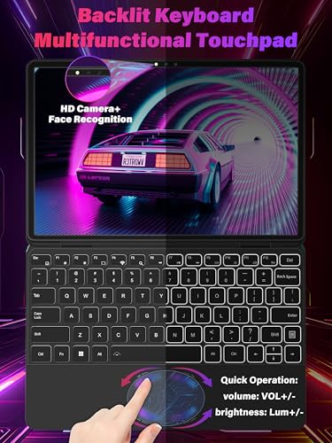 Image of 11 inch Gray 2-in-1 Convertible Touchscreen Laptop, FHD (1920x1200) IPS Display, N95 Processor, 8GB RAM 1TB SSD, Facial Recognition, Backlit Keyboard, USB-C, Win 11 Pro for Students & Travel
