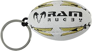 Ram Rugby Ball Keyring - Black/Gold (Rubber) or Yellow (Softee) - size 0 (5cm)