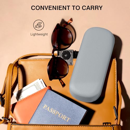 Marvolia Estojo de óculos rígido grande capa protetora de couro PU para óculos de sol com pano de li