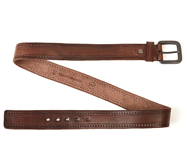 peacechaos Full Grain Leather Mens/Women Belt Heavy Duty Work Belt for Jeans 1.5 Wide 5 Holes adjustable length by hand4