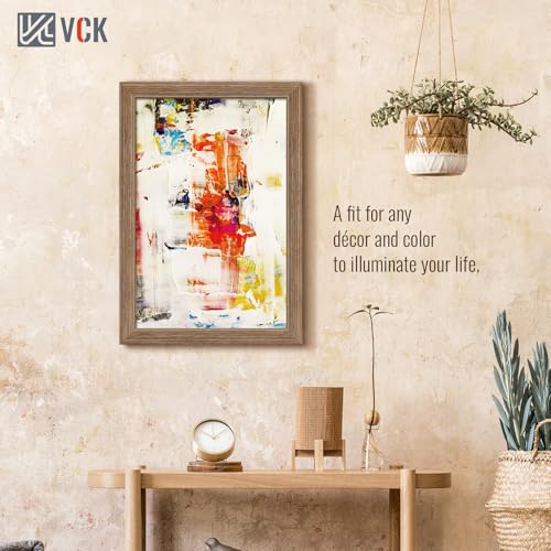 Image of VCK 12x18 Frames 3 Pack, Walnut Poster Frame MDF Wood with Polished Plexiglass, Wall Mounting Horizontal & Vertical Display