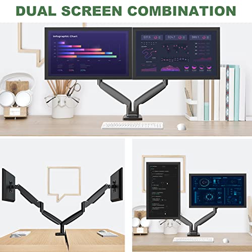 Image of UPGRAVITY Dual Monitor Mount, Dual Desk Mount for Two Ultrawide 22 inch-34 inch Flat /Curved Computer Screens, Fully Adjustable Gas Spring Double Stand Arms Hold 26.5lbs, VESA 75x75 /100x100mm