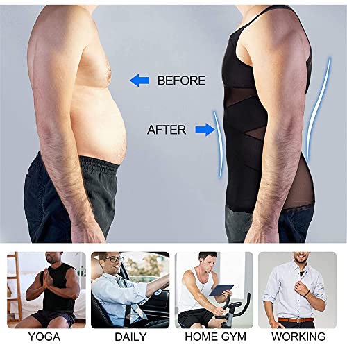 BIGFOX Mens Slimming Vest, Tummy Control Compression Vest Waist Trainer Body Shaper for Men osture Corrector Undershirt4